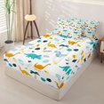 thumbnail image 2 of Metsweet Cute Dino Zipper Twin Comforter Sets with Fitted Sheet and 2 Pillowcases, Tropical Leaves Zipper Bedding Set, Teal Yellow,4-Piece, 2 of 6