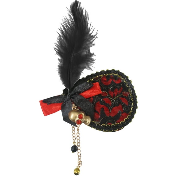 Jacobson Hat Company Eyepatch Pirate Female Black Lace Feather