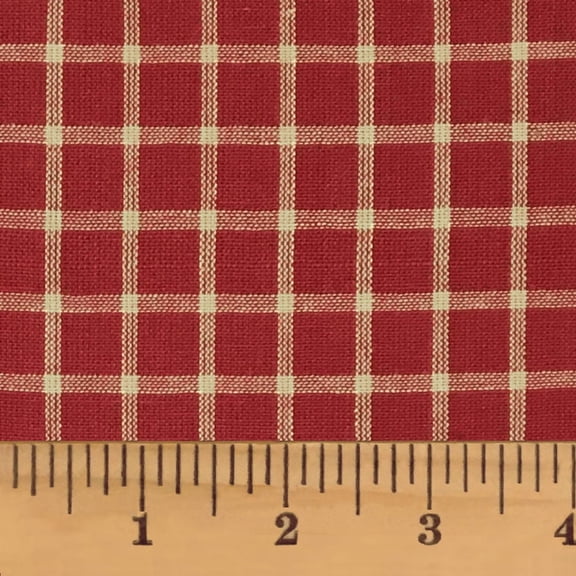 JCS Primitive Red 7 Plaid Homespun Cotton Fabric Sold by the Yard