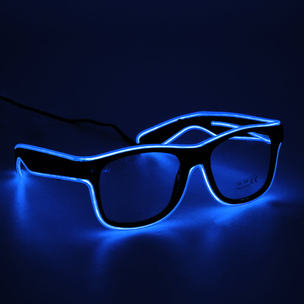 Anni 80 EDM KingCorey Glow Shutter Occhiali Neon Rave Occhiali da Sole a LED El Wire Lampeggianti Illuminano Costumi DJ per Party Verde Chiaro+Blu 
