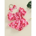 thumbnail image 3 of Bagilaanoe Newborn Baby Girl Summer Rompers Dress Daisy Print Short Sleeve Bodysuits + Headband 3M 6M 12M 18M Infant Patchwork A-line Dresses, 3 of 7