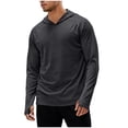 thumbnail image 3 of Men's Sun Hoodie UPF 50+ Rash Guard Thumb Holes Long Sleeve UV-Protection Fishing Lightweight Athletic Sunshirts (L, Dark Gray), 3 of 8