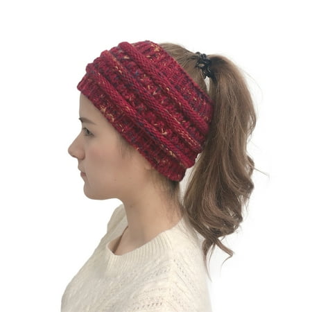 

Dadaria Fedora Hats for Women Autumn And Winter Knitted Headband Horsetail HAT Wool And Hair Band Pullover Hat Red One Size Women