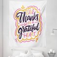 thumbnail image 1 of Gratitude Tapestry, Give Thanks with a Grateful Hearts Typography Appreciation Vibes, Fabric Wall Hanging Decor for Bedroom Living Room Dorm, 5 Sizes, Pink Orange and Dark Purple, by Ambesonne, 1 of 1