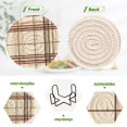 thumbnail image 4 of Yayeee 6 PCS Drink Coasters with Holder Set Woven Absorbent Round Tabletop Hot Pad, Cream Plaid, 4 of 7