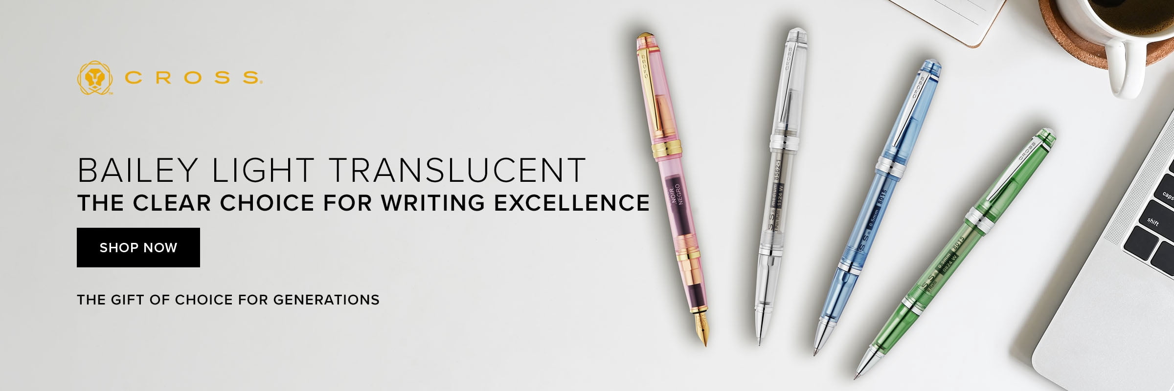 Cross Bailey Light Translucent Navy-Blue Resin with Bright Chrome Internal Mechanism and Chrome-plated Appointments Rollerball Pen