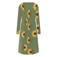thumbnail image 5 of Vestidos estampados florales plegables de manga larga con cuello redondo informal de otoño e invierno para mujer Fridja  yut2213, 5 of 5