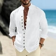 thumbnail image 2 of Vetsdori Mens Long Sleeve T-Shirts Linen Pocket Button down Outdoor Winter Casual Plain Stand-up collar Tops for Men, 2 of 9