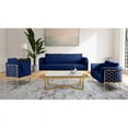 thumbnail image 6 of Maklaine Contemporary Velvet Loveseat with Iron Base in Navy, 6 of 8