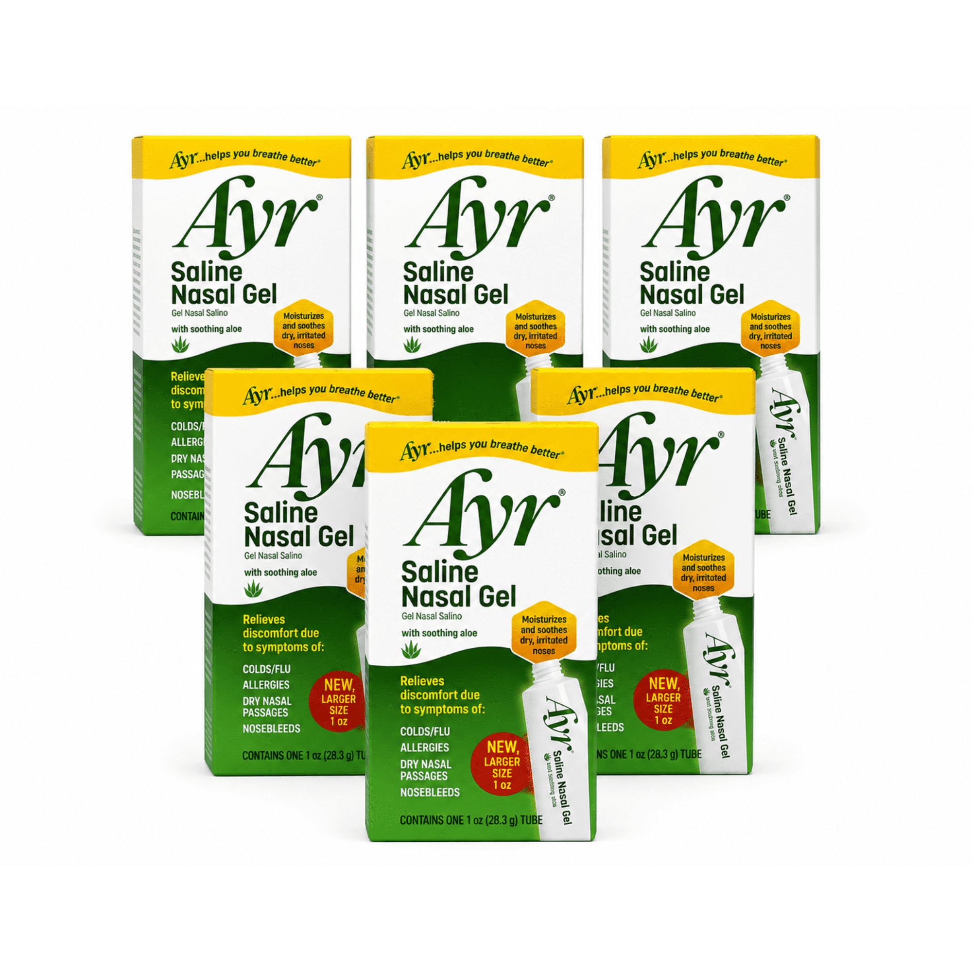 Ayr Saline Nasal Gel, Clear Unscented Moisturizing Formula, 1 oz 6 Pack