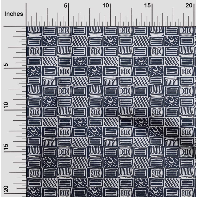 oneOone Polyester Lycra Dark Navy Blue Fabric Geometric African Craft Projects Decor Fabric Printed By The Yard 56 Inch Wide