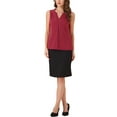 thumbnail image 2 of INSPIRE CHIC Women's Office Work V Neck Sleeveless Chiffon Blouse S Red, 2 of 6