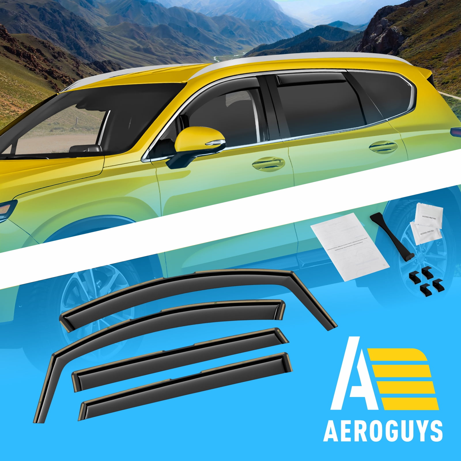 Extra Durable Window Deflectors In-Channel Window Visors Rain Guards Fit for Hyundai Santa Fe 2019-2023, Sun Visors, Wind Deflectors, Vent Visors, Car Accessories - 4pcs. AG0728