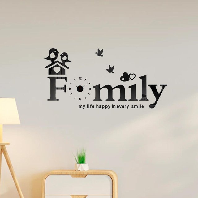 Reloj de pared acrílico para decoración familiar, decoración silenciosa, sin tictac, longitud de 90cm, tamaño ajustable para sala de estar, Números negros