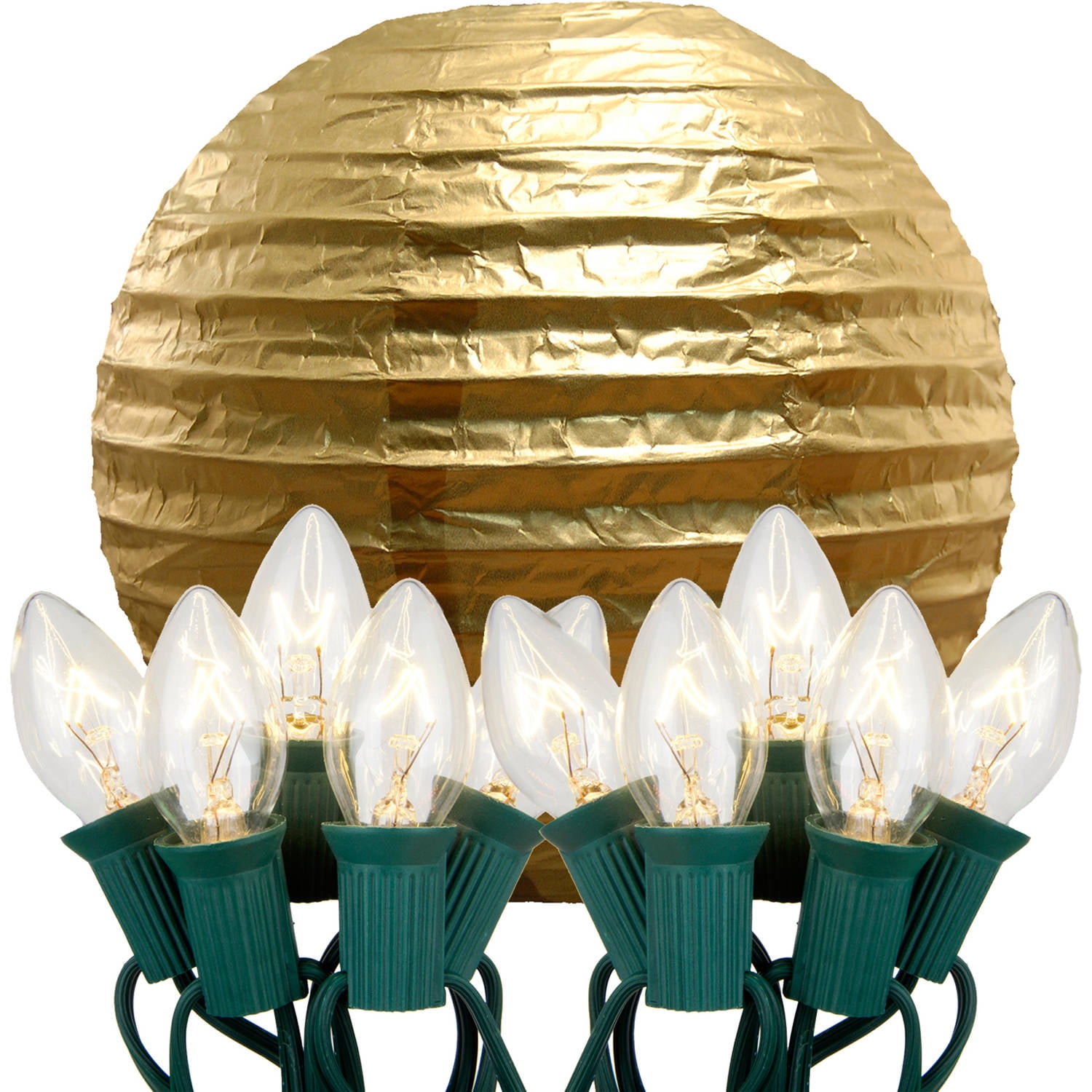 LumaBase Electric String Lights with 10" Paper Lanterns,10 Count