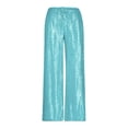 thumbnail image 5 of Xuyuer Women's Solid Sequin Casual Trousers - Sparkly Wide Leg Pants for Party Wear and Glamorous Evening Style, 5 of 6