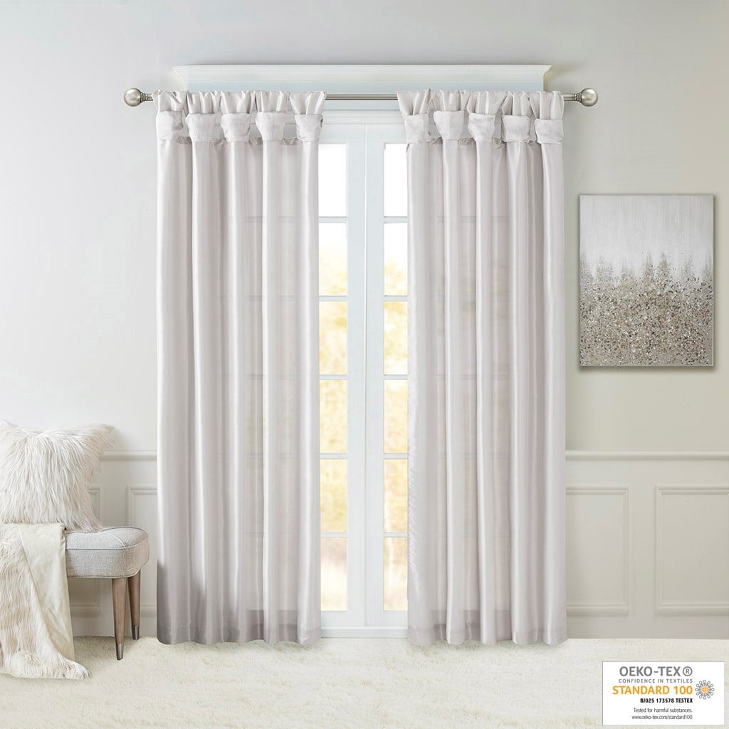 MAYEERTY 50x108" Twist Tab Lined Window Curtain Panel Living Room Silver