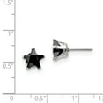 thumbnail image 3 of Stainless Steel Polished 8mm Black Star CZ Stud Post Earrings; for Adults and Teens; for Women and Men, 3 of 3