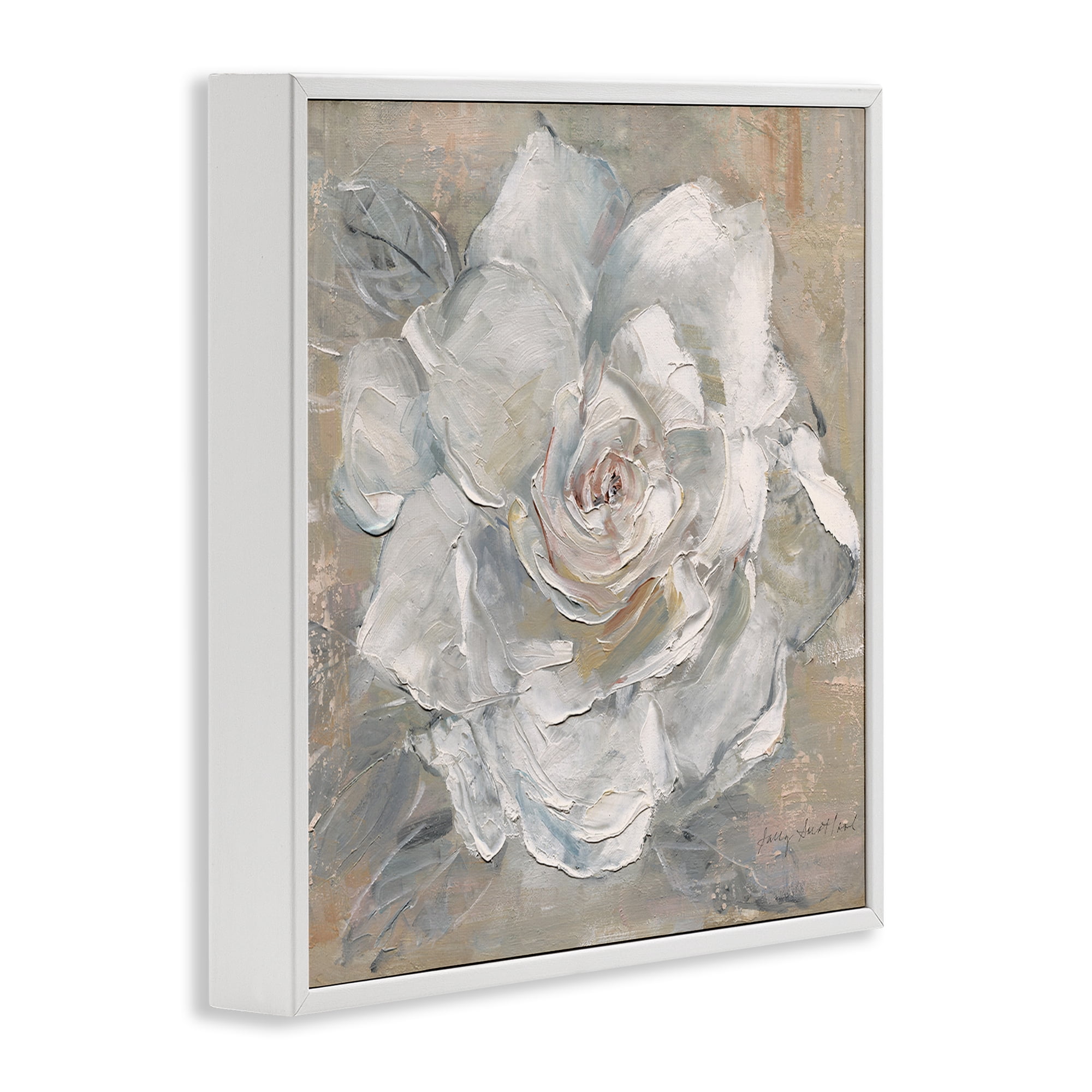 Stupell Industries Paint Streak Rose Botanical & Floral Painting White Framed Art Print Wall Art, 12 x 12