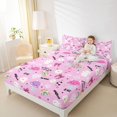 thumbnail image 3 of jejeloiu Pink Coquette Bow Full Size Sheets Kids,Cute Cartoon Cat Bed Sheets For Girls,4pcs, 3 of 6