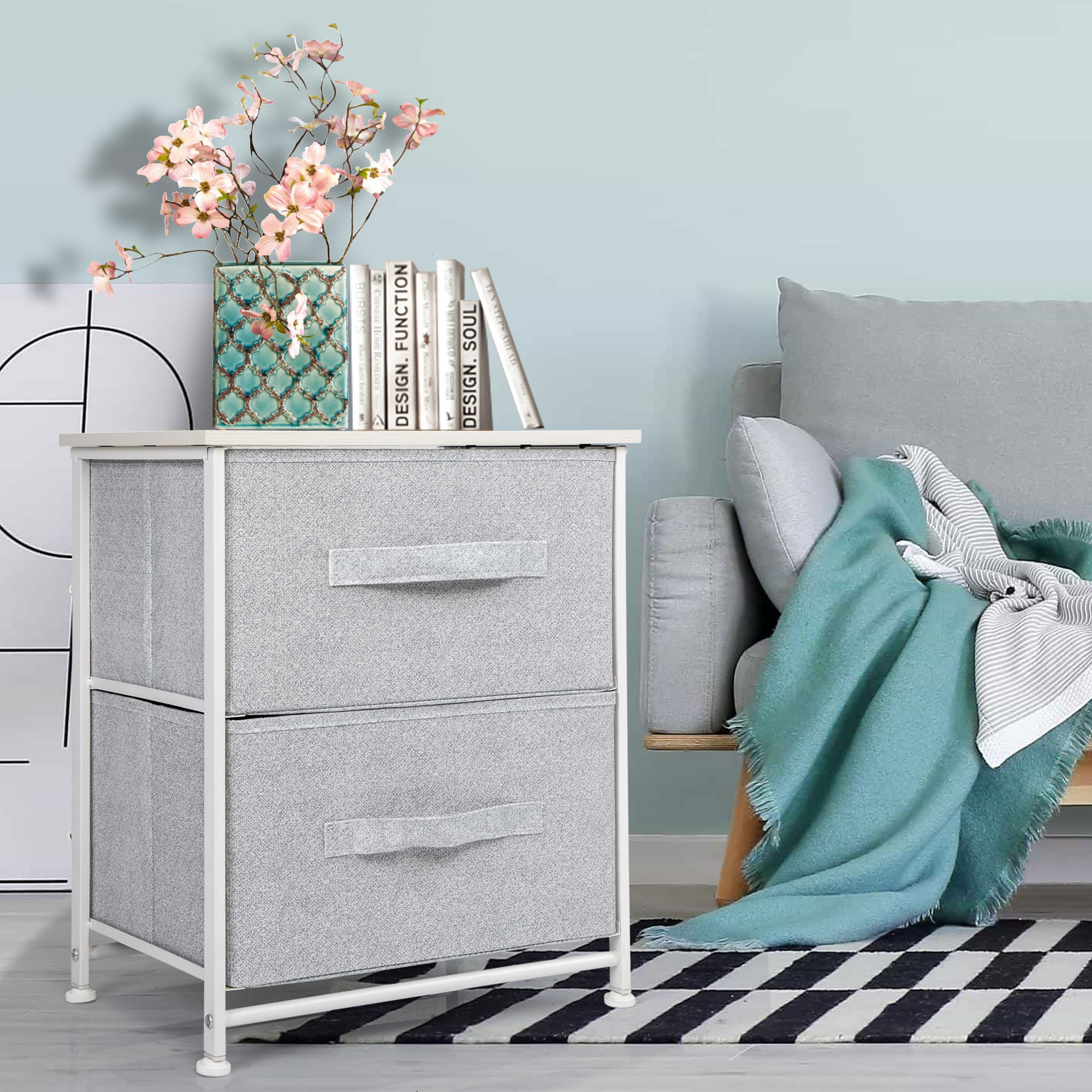 Jaxpety 2 Fabric Drawer Storage Dresser for Bedroom, Chest of Drawers