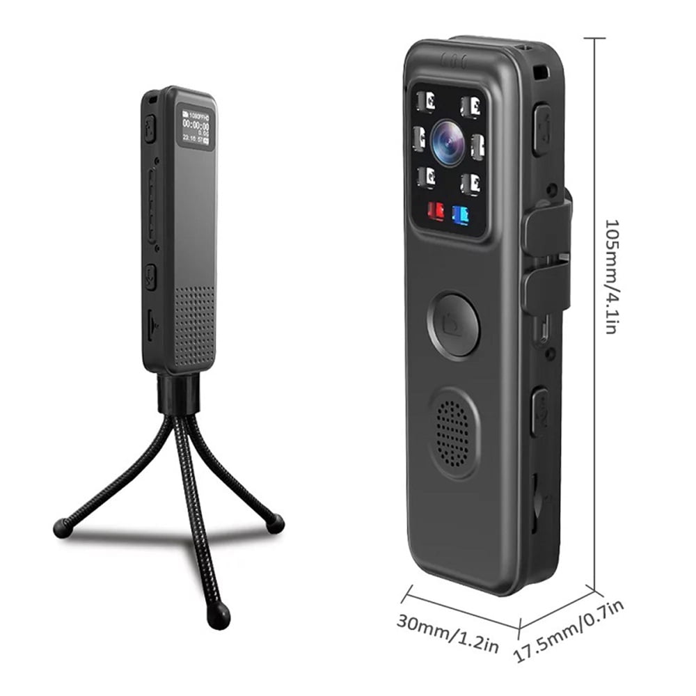 Camera 1080P WiFi Body Camera With Audio And Video Recording Wearable Body Cam Mini Camcorder With Red Blue Warning Light Night  For Law Enforcement Delivery Personal