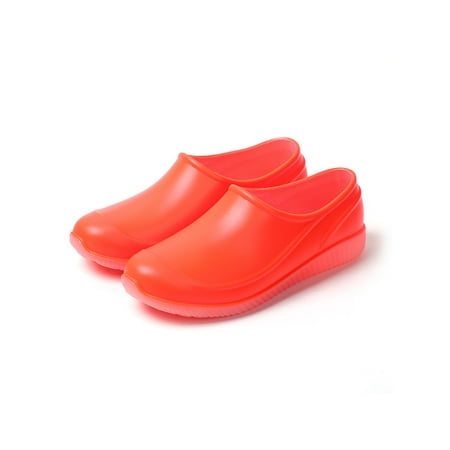 

Lumento Womens Mens Rubber Boot Slip Resistant Rain Boots Oil&Water Proof Garden Shoes Non-slip Rainboot Work Slip-On Lightweight Kitchen Shoe Orange 8/7