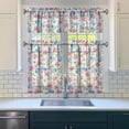 thumbnail image 2 of 3-Piece Bright Flowers Kitchen Curtain Set - Ruffled Valance and Tier Curtains with Rod Pocket, Fresh Floral Pattern for Farmhouse Kitchen Windows Decor, 54"x18" + 27.5"x36"x2, 2 of 5