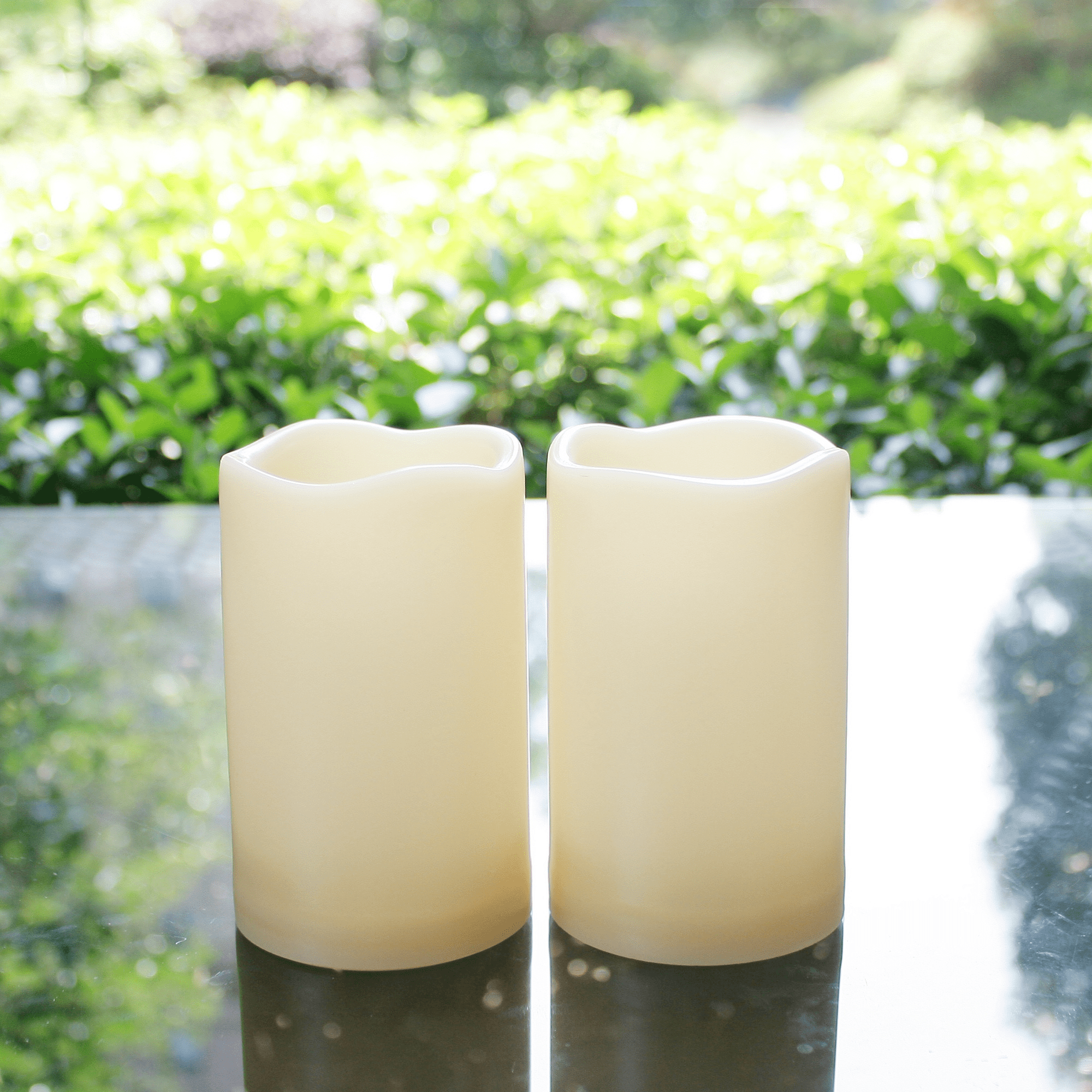 2x Flameless LED Candles Resin Pillar Candles w/ Timer for Wedding Party Decor 
