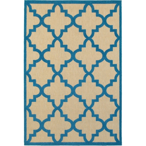Moretti Loyalty Area Rug 660L9 Outdoor Sand Trellis Curved