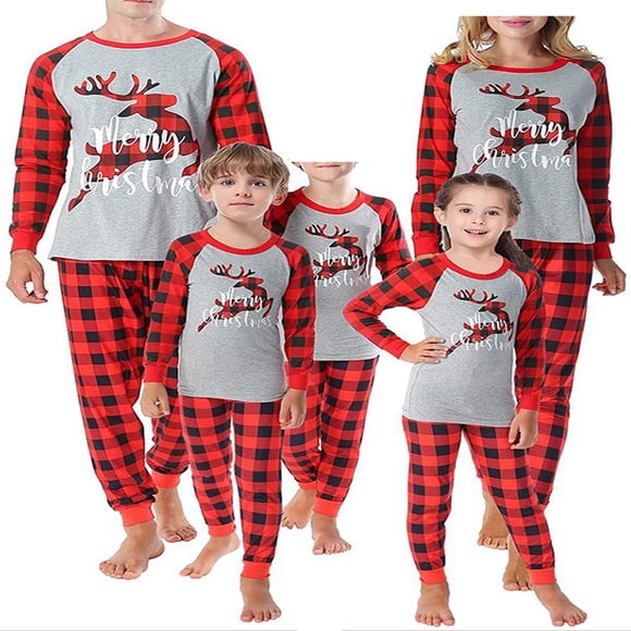 Christmas Family Matching Set Pajamas Sleepwear for Kids Adult Deer Plaid Pyjamas
