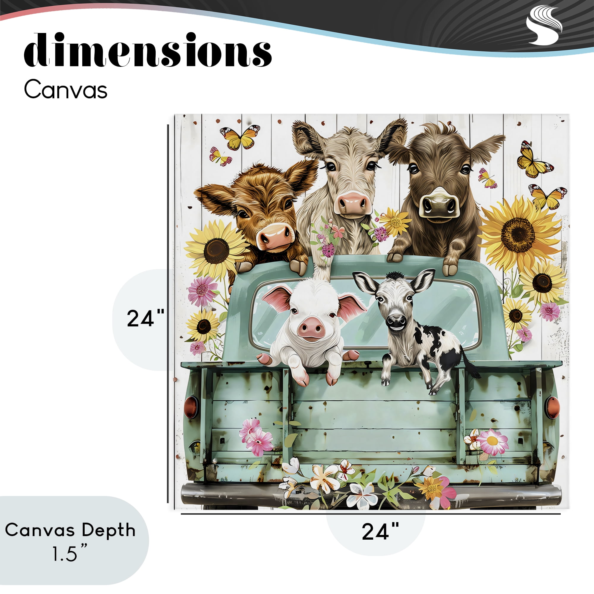 Stupell Industries Barnyard Friends in Vintage Truck Canvas Wall Art, design by Creative Studio