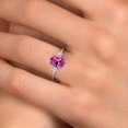 thumbnail image 4 of Gem Stone King 14K White Gold Pink Created Sapphire and White Lab Grown Diamond Engagement Ring for Women | 1.20 Cttw | Oval 9X7MM | Gemstone September Birthstone | Size 5, 4 of 6