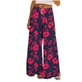 thumbnail image 2 of Simua Women's Wide Leg Palazzo Pants Summer Casual Loose High Waist Lounge Floral Printed Travel Vacations Trendy Outfit, 2 of 8