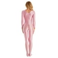 thumbnail image 4 of YONGHS Womens Glossy Spandex Full Bodysuit Costume Dance Zentai Unitard Long Sleeve Jumpsuit Pink M, 4 of 5