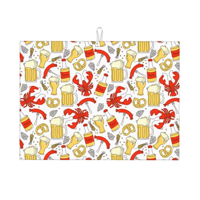 Balery Crabs And Beer Alfombrilla de Secado para Cocina, 18x24 Pulgadas, Súper Absorbente para Platos y Encimeras