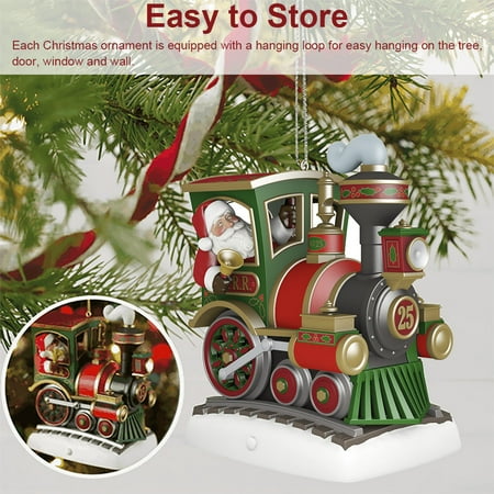 

Elroy Small Santa Old Train Hanging Pendant Merry Christmas Elderly Ornament Outside Decor Holiday