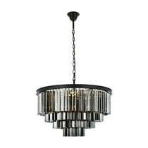 Urban Classic Sydney 17 light Matte Black Chandelier Silver Shade (Grey) Royal Cut Crystal