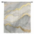 thumbnail image 2 of Marble Grey Semi Sheer Curtains Drapes for Living Room, Bedroom, French Doors Window 63 Inches Long, Modern Gold Luxury Neutral Texture Rod Pocket Chiffon Curtain Drapery Voile Draperies Panel, 2 of 6