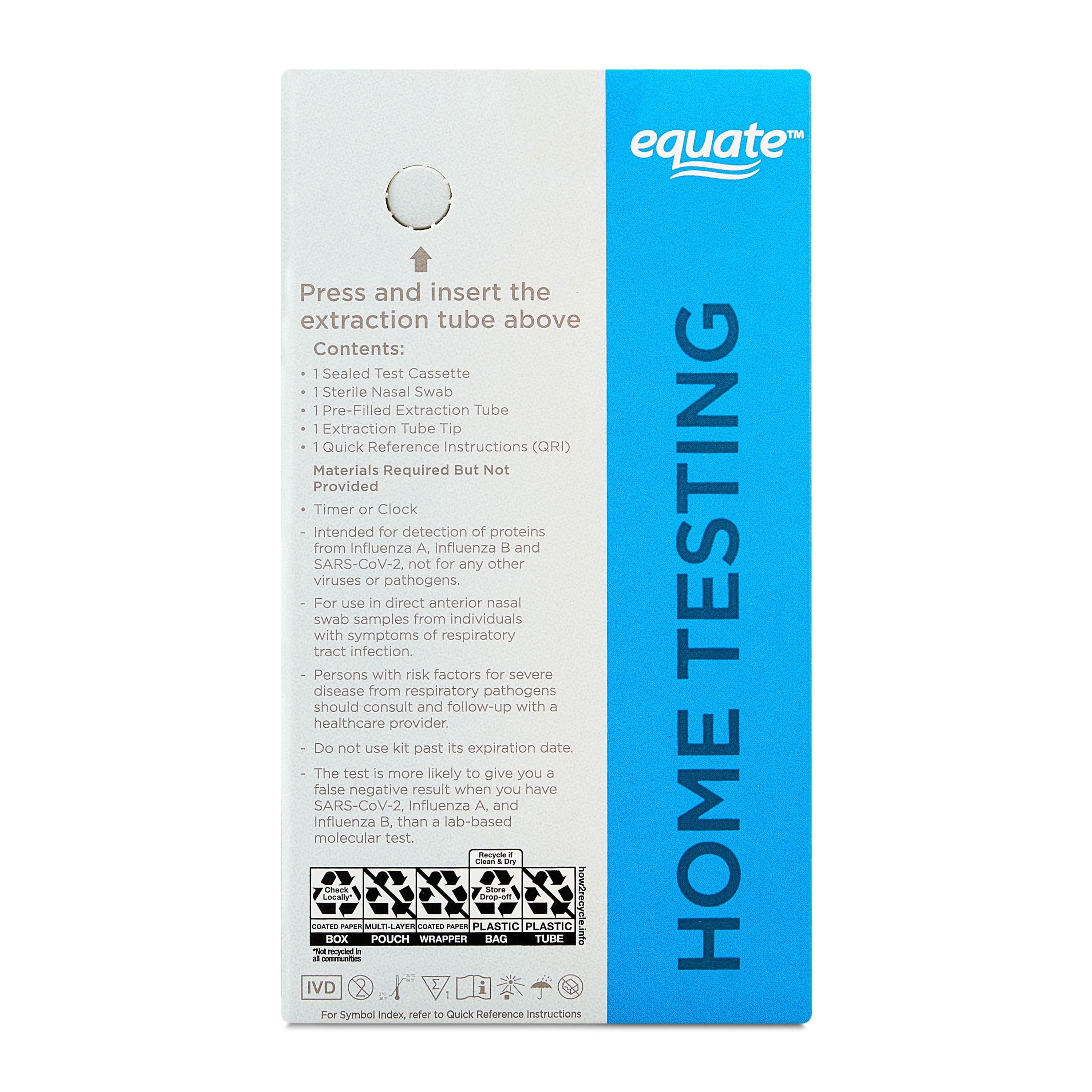 Equate COVID-19 & Flu A/B At-Home Antigen Test – OTC Rapid Test Kit, 1 Count
