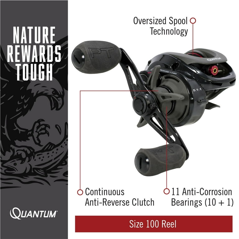 Quantum Smoke Baitcast Fishing Reel, Right-Hand Retrieve, 10+1 Bearings, 5.1 :1 Gear Ratio, Black - Walmart.com