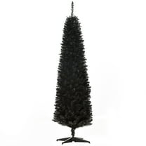 HOMCOM Unlit Slim Noble Fir Hinged Artificial Christmas Tree with Realistic Plastic Branches and 390 Tips, 6' Tall, Black