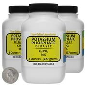 Potassium Phosphate Dibasic [K2HPO4] 98% Fine Powder 1.5 Lb in Three Space-Saver Bottles