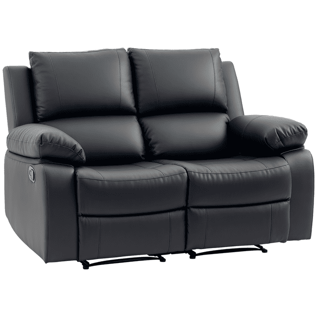 HOMCOM Double Seat Recliner PU Leather Loveseat Reclining Sofa with Arms
