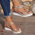thumbnail image 5 of Espadrilles for Women Open Toe Wedge Sandals Boho Braided Band Beaded T-Strap 2026 Beach Vacation Shoes Gold Size 6, 5 of 8