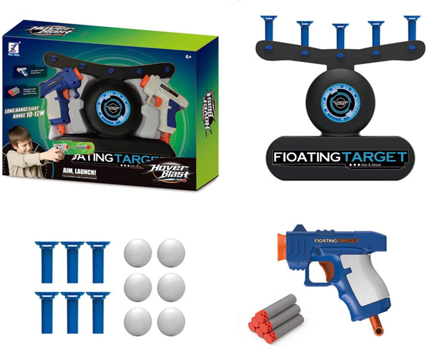 Airshot Game Foam Dart Floating Target Blaster Shooting Ball Kid's Xmas Gift LZ 