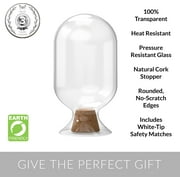 Glass Match Holder with Striker - Fancy Matches in a Jar Cloche - Decorative Home Decor Gifts - Match Striker Bottle for Matches - Mothers Day Gifts for Her - White Matches Included (Medium 250ml)