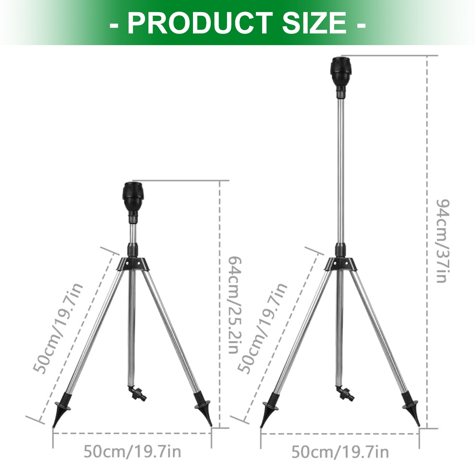 2PCS Stainless Steel Tripod Telescopic Support Automatic Rotating Sprinkler 360 Degree Rotary Garden Automatic Irrigation
