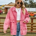 thumbnail image 5 of Women'S Button-Down Vintage Ripped Blue Denim Jacket Pink XXL, 5 of 8