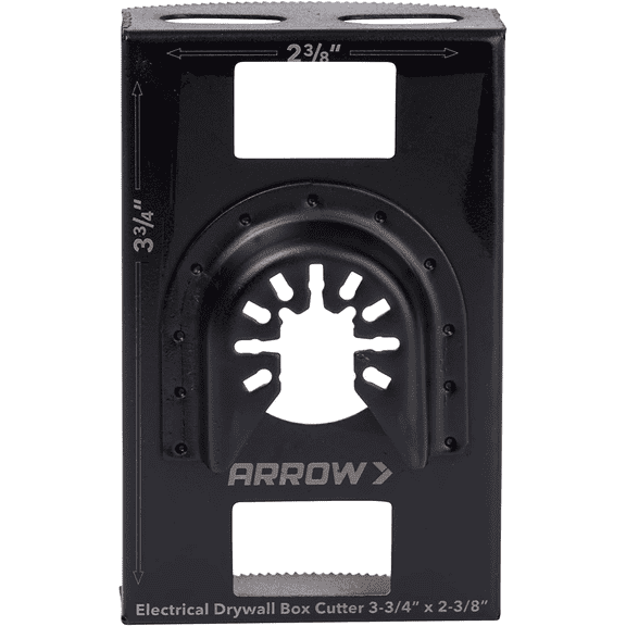 Arrow OSCGB1-1 Gang Electrical Box Drywall Cutting Blade for Oscillating Tools, Universal, Fits Most Multitools, Includes Adapter, Makes 2-7/8” by 3-3/4” Hole, Quantity 1